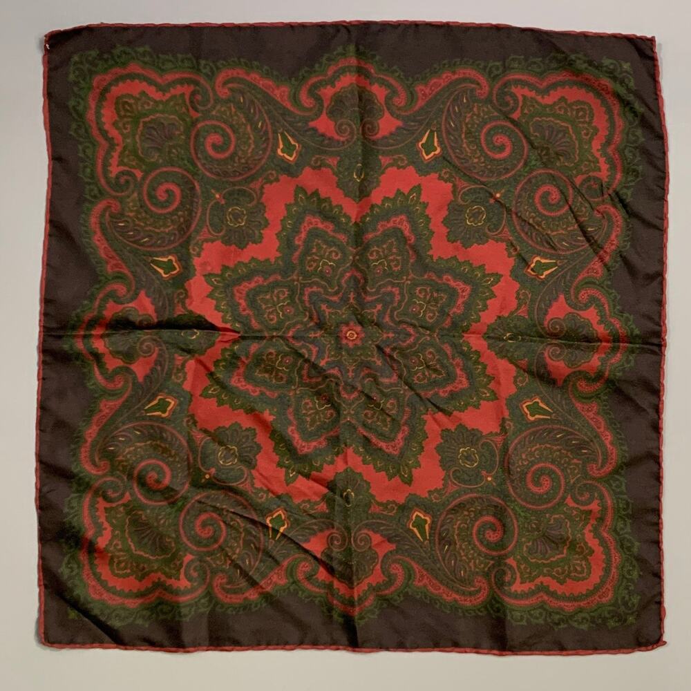 Red Green Abstract Floral Pocket Square